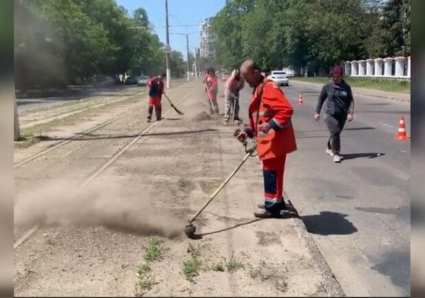 Стригут воздух: в Одессе убирают улицы газонокосилкой - фото