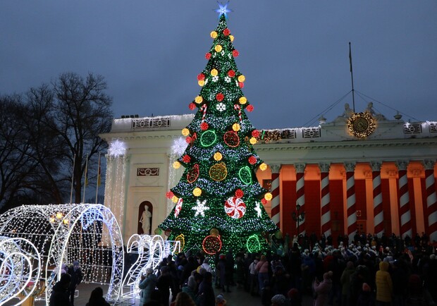 Дождались: в Одессе зажгли главную новогоднюю елку - фото