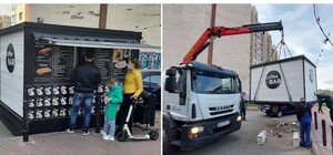 Демонтаж МАФов: на Оболонской набережной убрали незаконные кофейни 