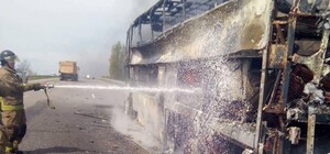 Пожар в автобусе на трассе 