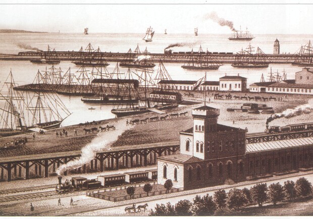 Карантинная гавань в конце XIX века. Литография