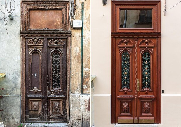 За счет жильцов и волонтеров: в Одессе отреставрировали старинную дверь. Фото: instagram.com/1000doorsofodessa