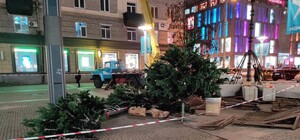 В центре Днепра устанавливают самую высокую елку в Украине