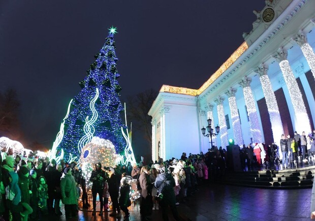 В Одессе открыли главную новогоднюю елку города. 