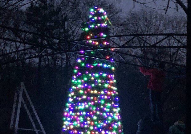 В парке Горького украсили новогоднюю елку. 