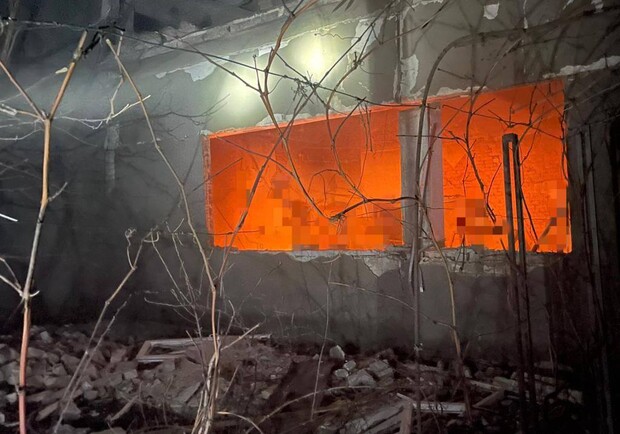 Пожар после обстрела. 