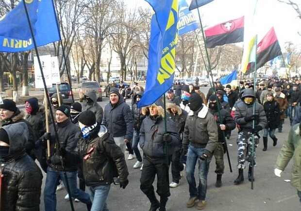Одесские националисты прошлись маршем по городу. Фото: пресс-служба ВО "Свобода".