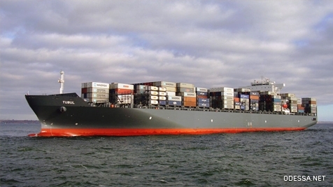Г игансткий контейнеровоз «Tubul» под флагом Либерии зашел в Одесский порт. Фото: odessa.net.