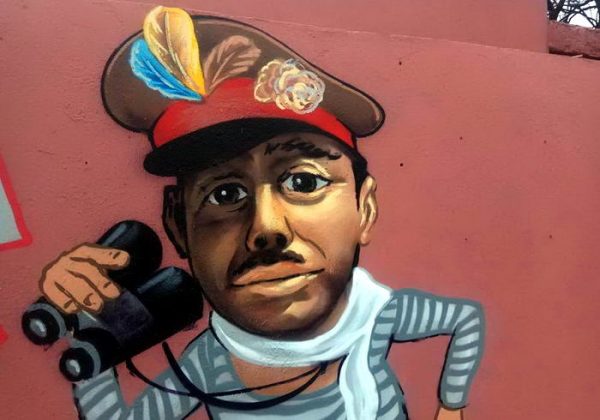 В Отраде на стене общественного туалета нарисовали портрет Попандопуло