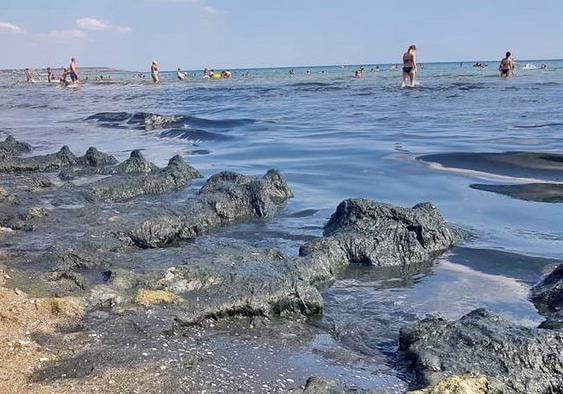 На одесском пляже огромное количество черных водорослей  Фото: Татьяна Бербат/Фейсбук