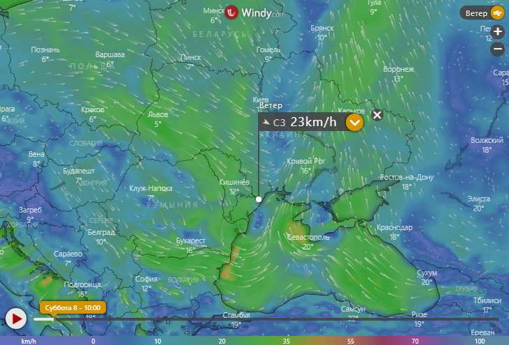 Погода над Одессой. Скрин: terrazn.by