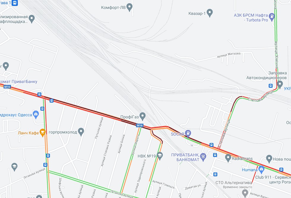Пробки в Одессе. Карты Google