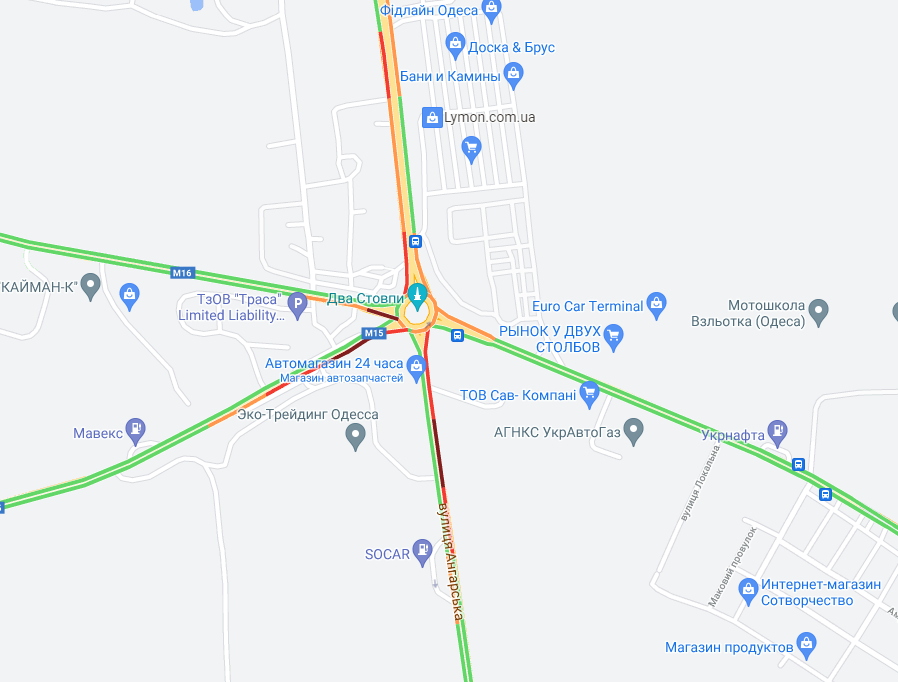 Пробки в Одессе. Карты Google