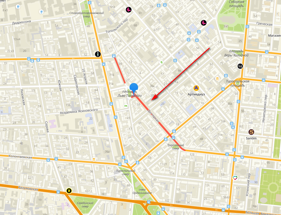 Улица Дегтярная. Скрин: 2ГИС