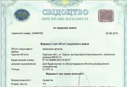 Свидетельство про право собственности на землю мыса. Фото: 048