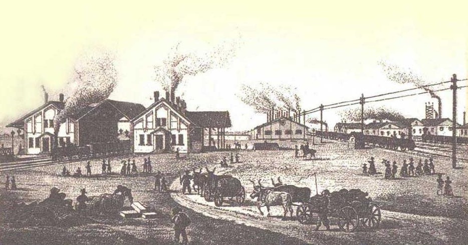 Вокзал на станции "Товарная" Гравюра: viknaodessa