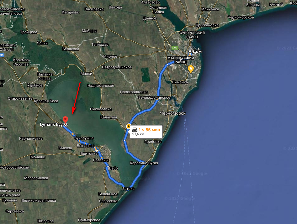 Заповедник "Лиманский". Скрин карта Google