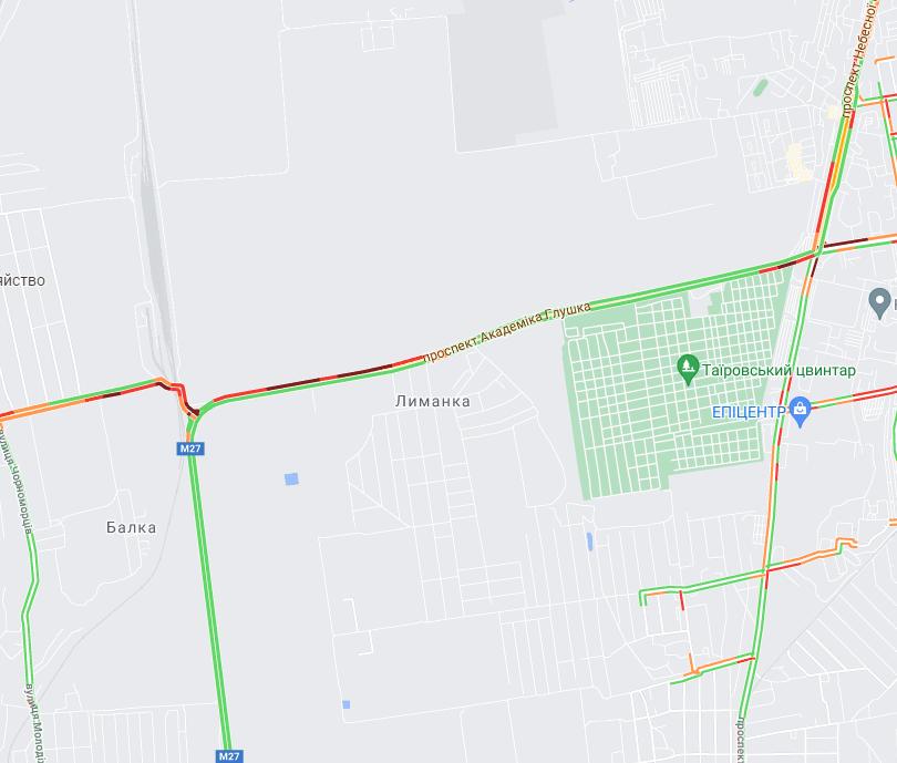 Пробки в Одессе. Карты Google