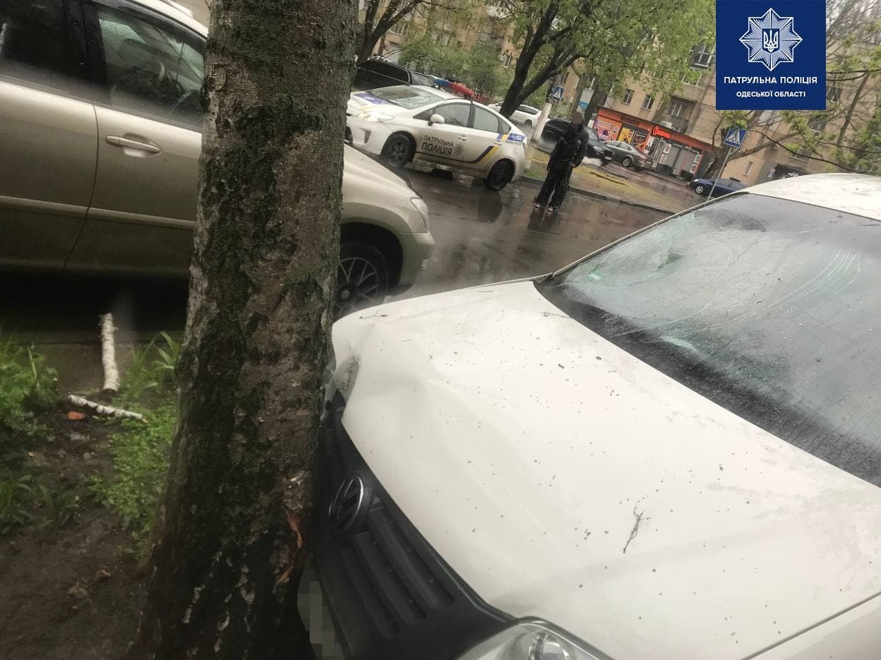 На Сегедской машина вылетела на тротуар и сбила пешехода. Фото: Патрульная полиция