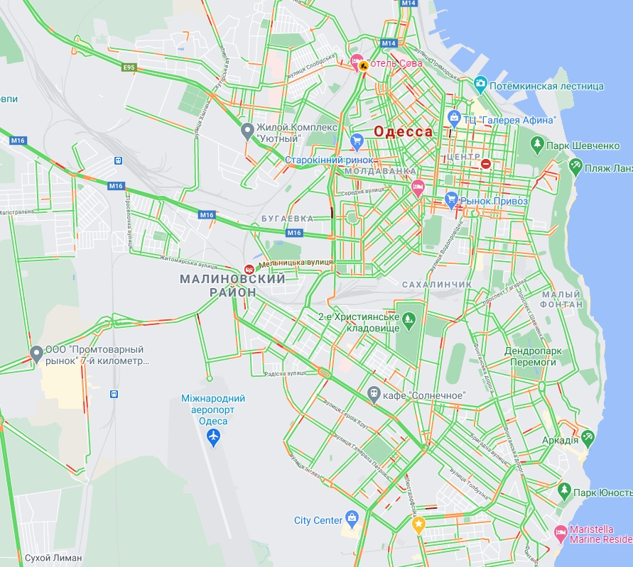 Пробки 10 апреля. Скрин Google