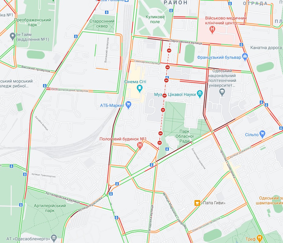 Пробки из-за ремонта на канатной Скрин Google