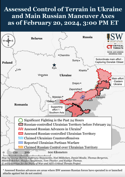 Карта боевых действий в Украине 21 февраля -