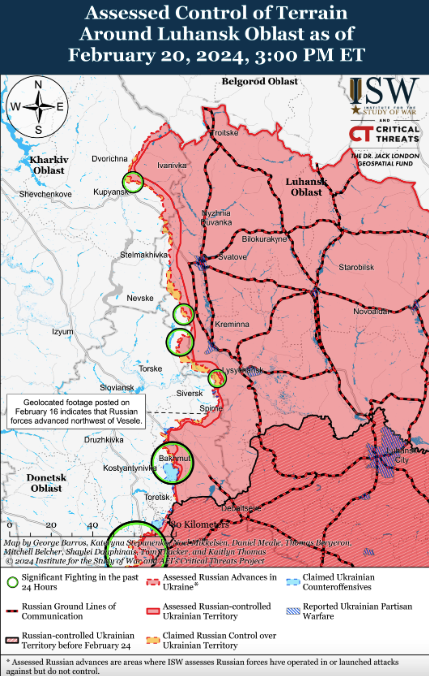 Карта боевых действий в Украине 21 февраля -