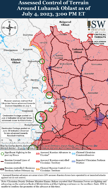 Карта боевых действий 5 июля &ndash;