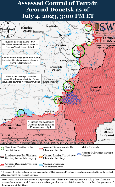 Карта боевых действий 5 июля &ndash;