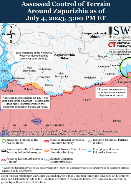 Карта боевых действий 5 июля &ndash;
