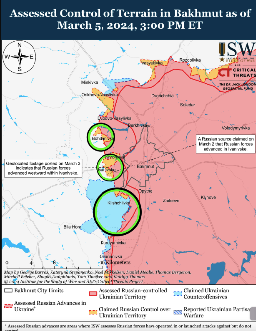 Карта боевых действий на 6 марта 2024 года.
