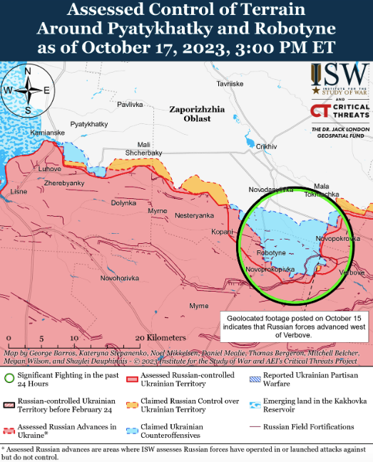 Карта боевых действий в Украине 18 октября