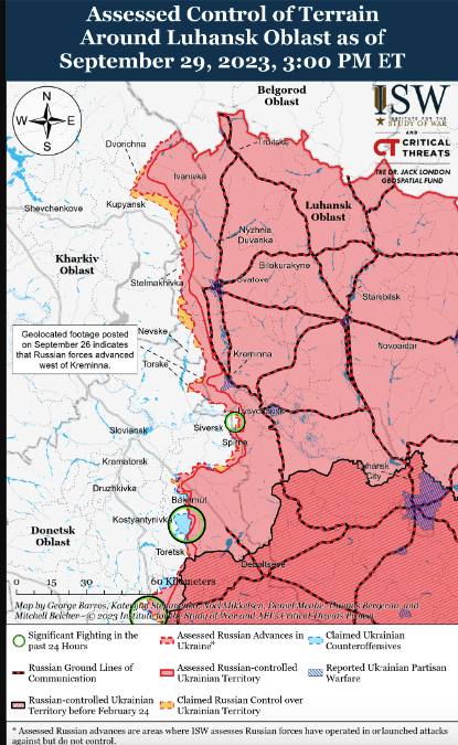 Карта боевых действий в Украине 30 сентября -