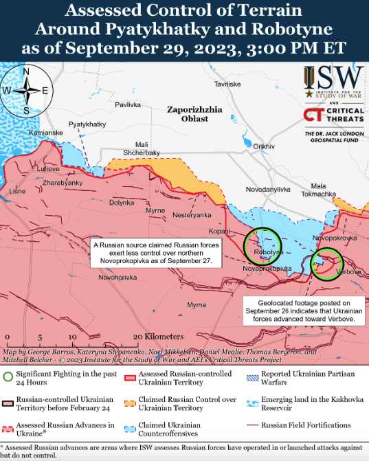 Карта боевых действий в Украине 30 сентября -