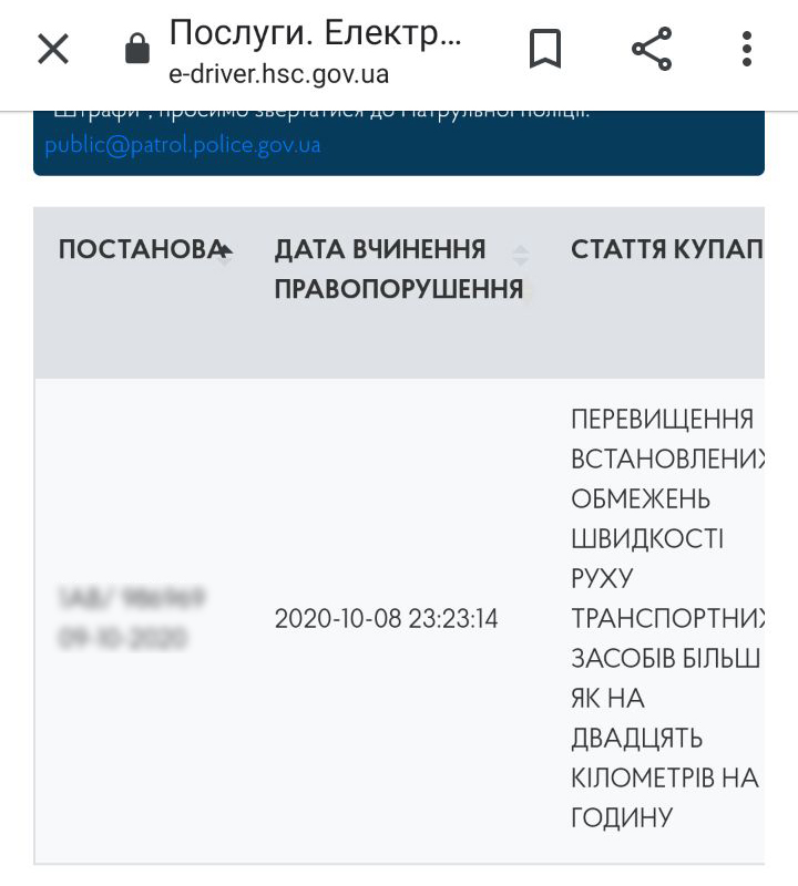 Вот так выглядит информация о штрафах / фото: Vgorode