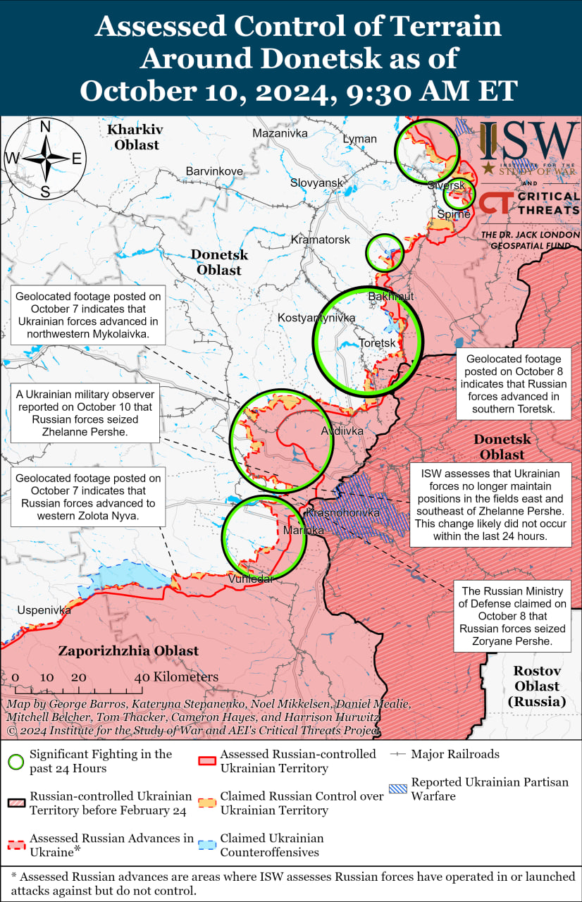 Карта бойових дій в Україні 11 жовтня.