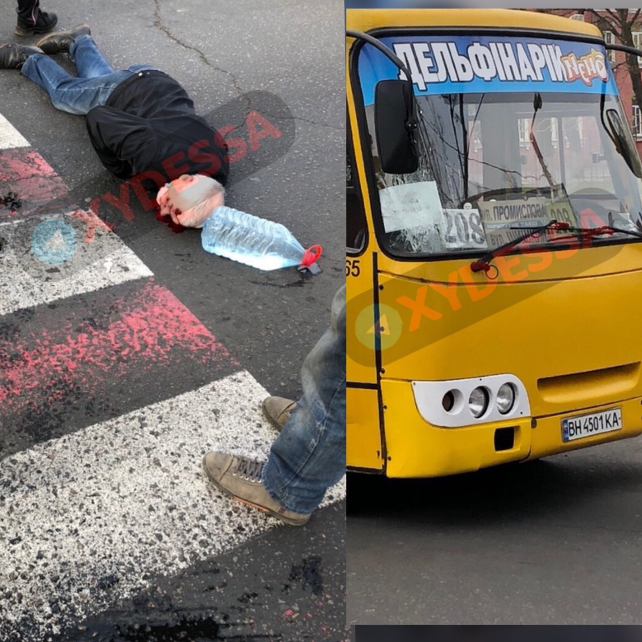 Прямо на "зебре": а Адмиральском проспекте маршрутка сбила пенсионера. Фото: ХО