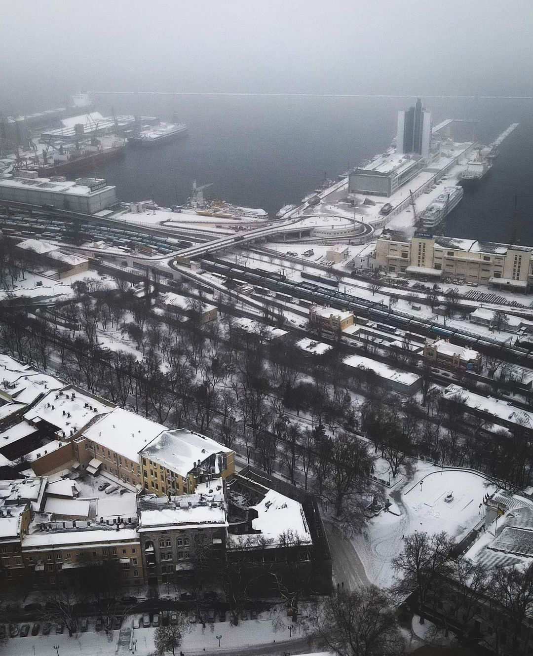 Заснеженная Одесса в 2022 году.