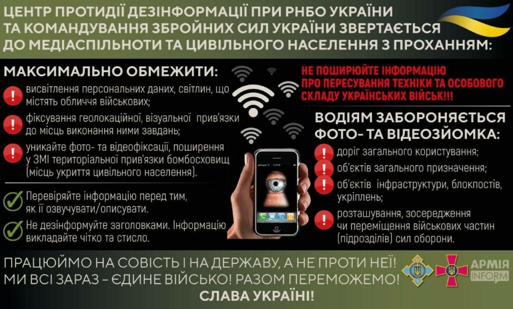 Короткая инструкция о том, что нельзя снимать во время военного положения.