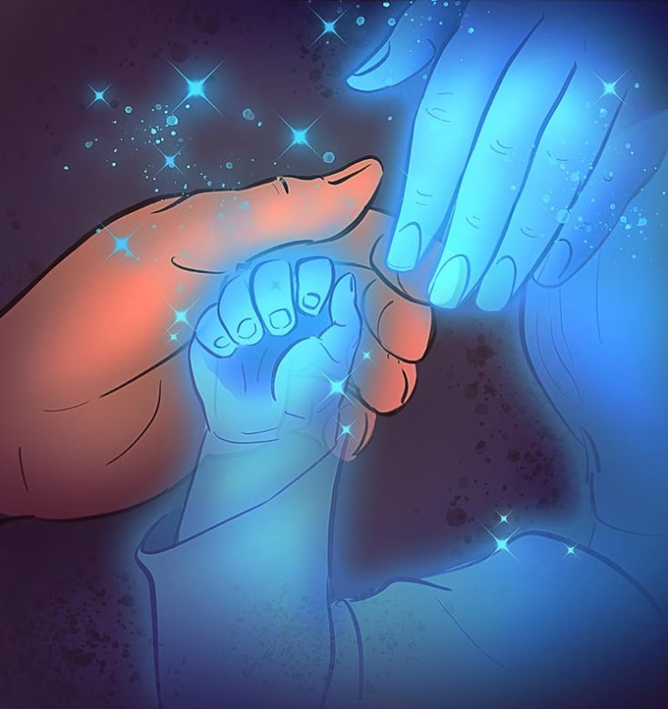 Трехмесячная Кира с мамой и бабушкой.