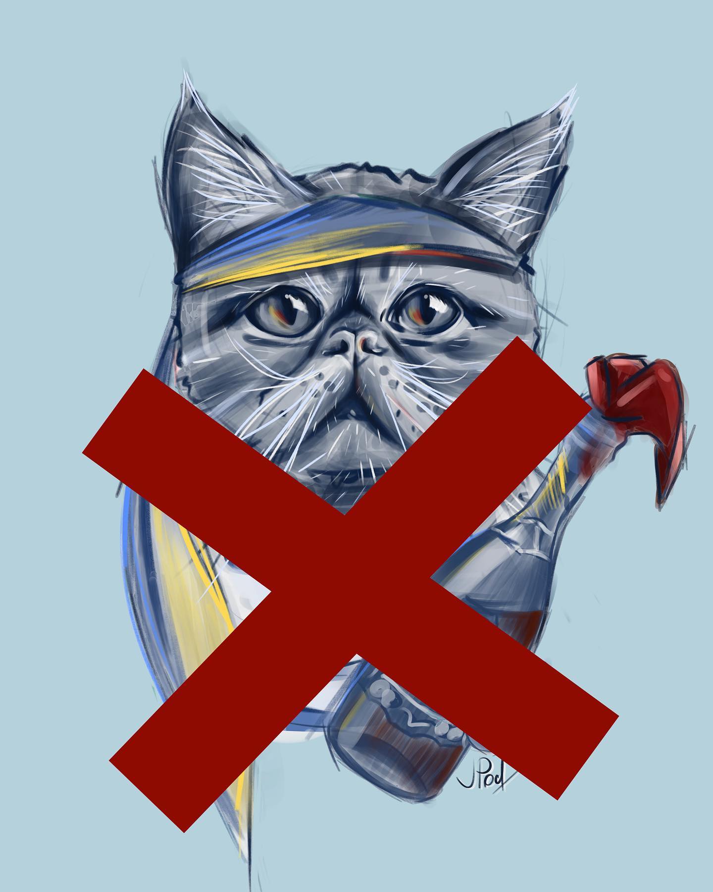 Одесский завод шампанских вин выступил против художницы, которая нарисовала знаменитого котика.