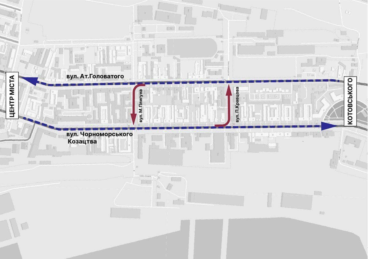 На некоторых участках Пересыпи вводят одностороннее движение (схема).