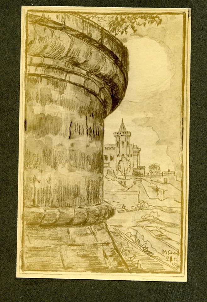 Деталь підпірної стіни. Вдалині замок де-Азарта на вулиці Торговій, 2