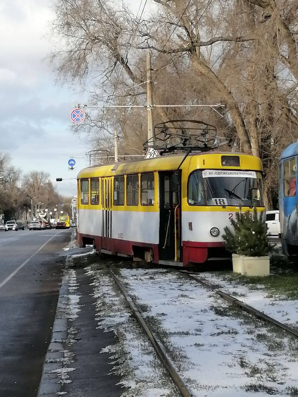 В Одессе начался первый снегопад в году.