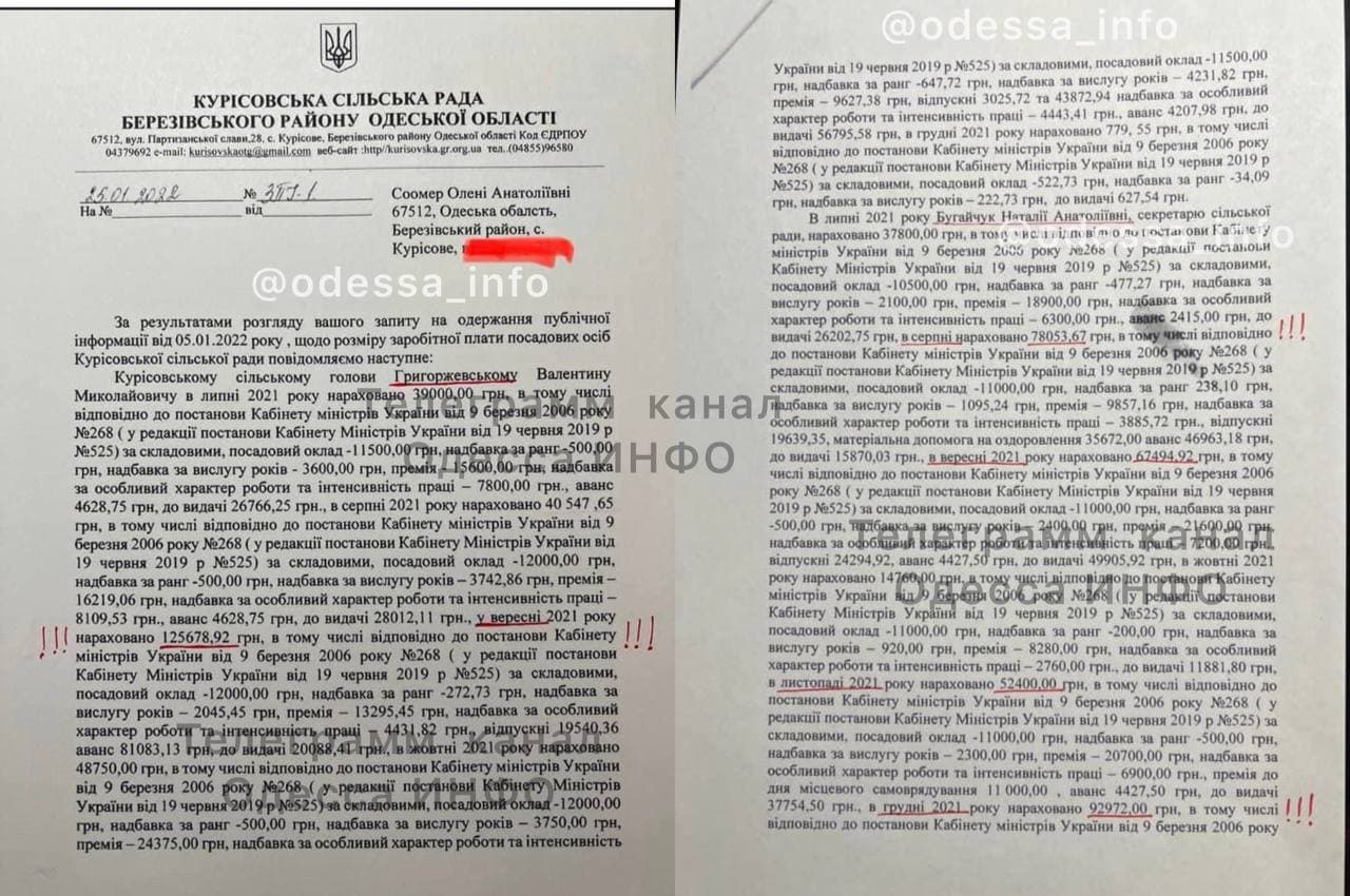 Зарплата чиновников Одесской области.