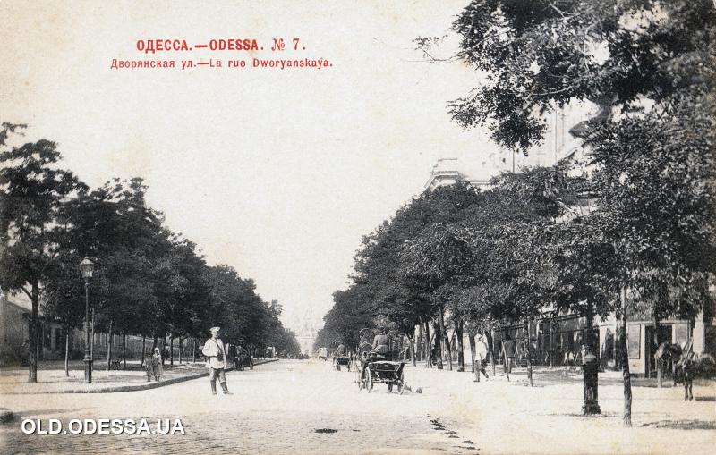 Одесса. Дворянская улица. Открытое письмо. Фототипия Шерер, Набгольц и Ко. 1902 год.