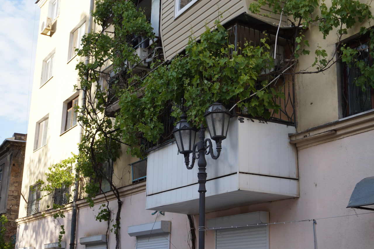 Без балконів. Ліхтар, мабуть, не заважає.