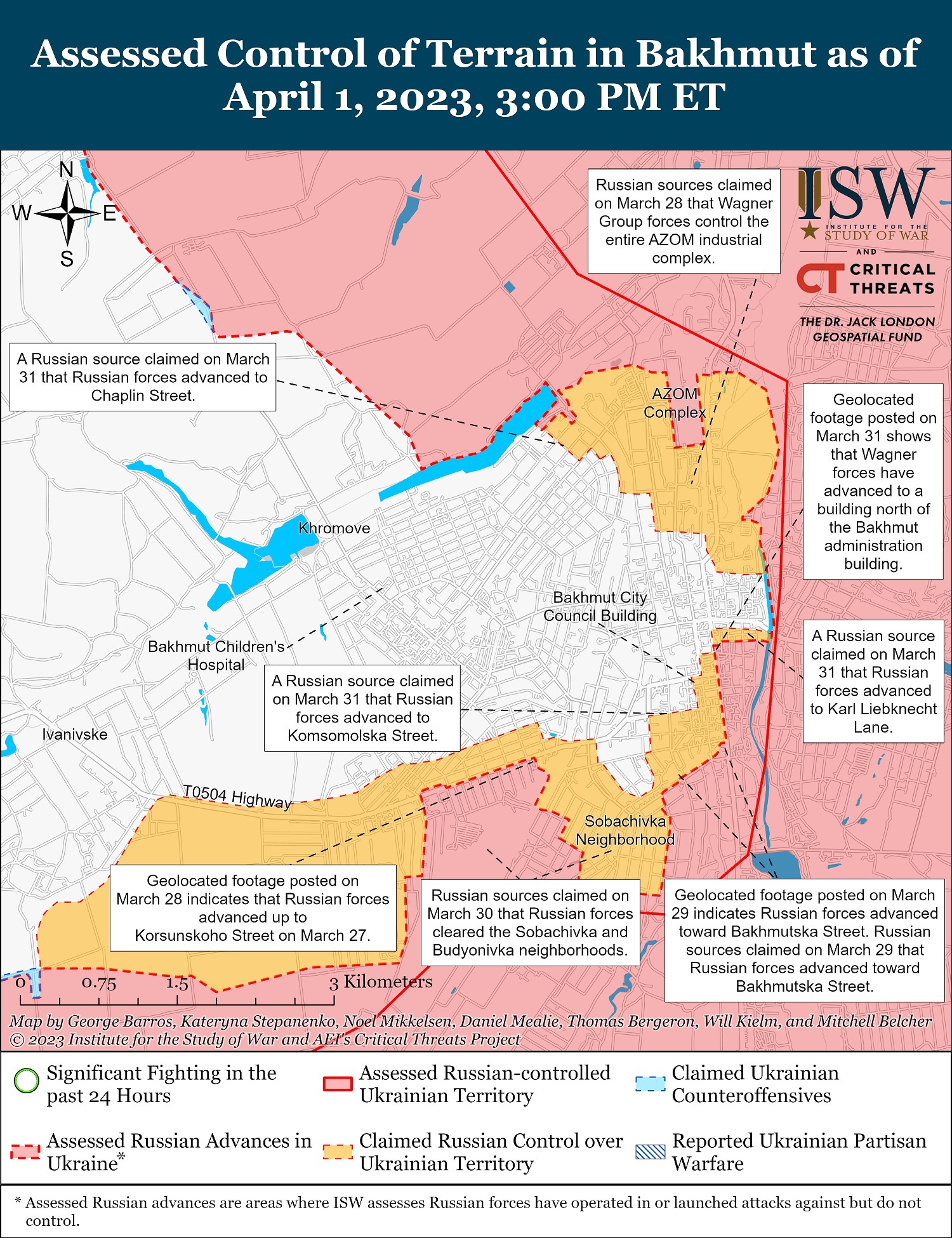 Карта боевых действий в Украине 2 апреля.
