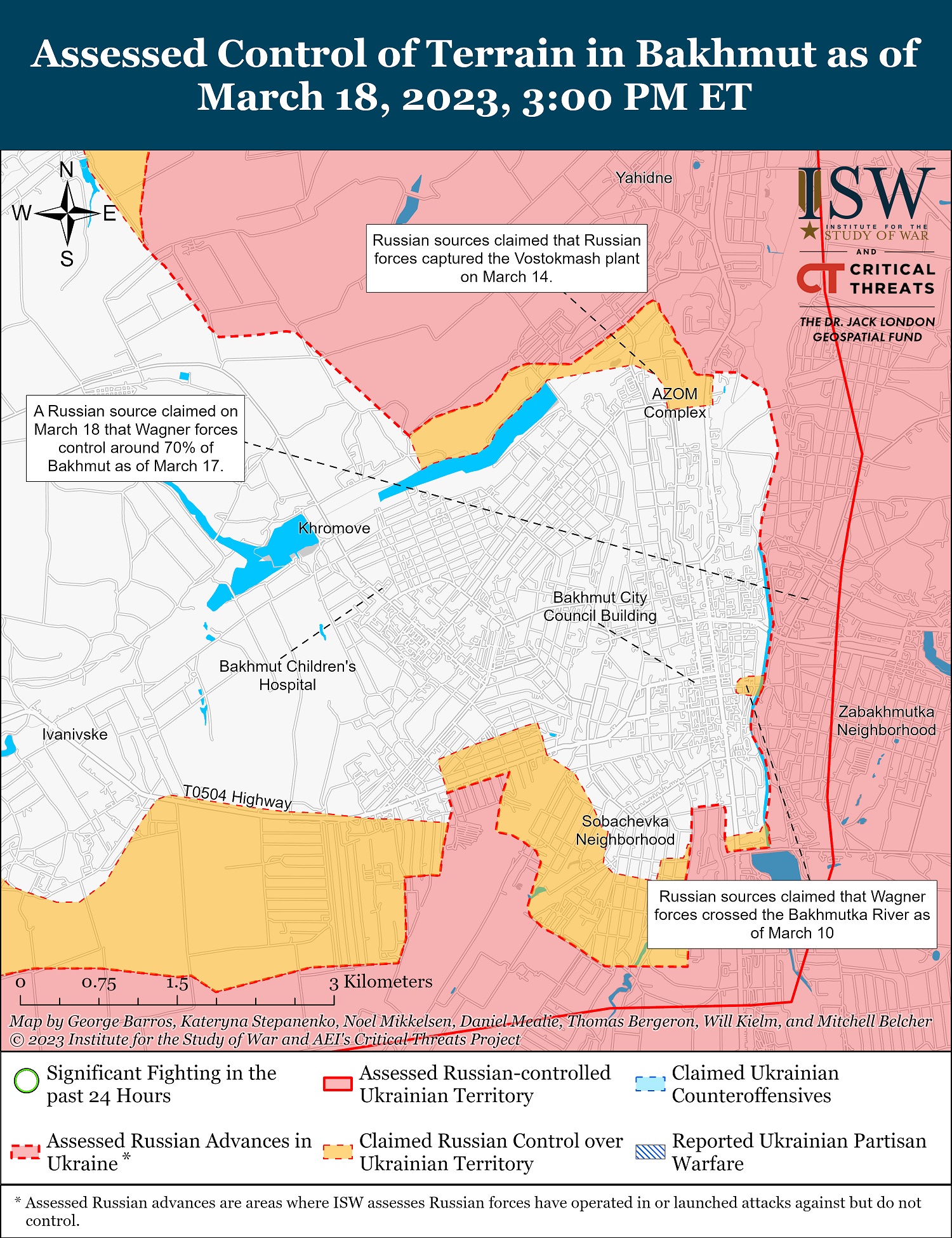 Карта боевых действий в Украине 19 марта.
