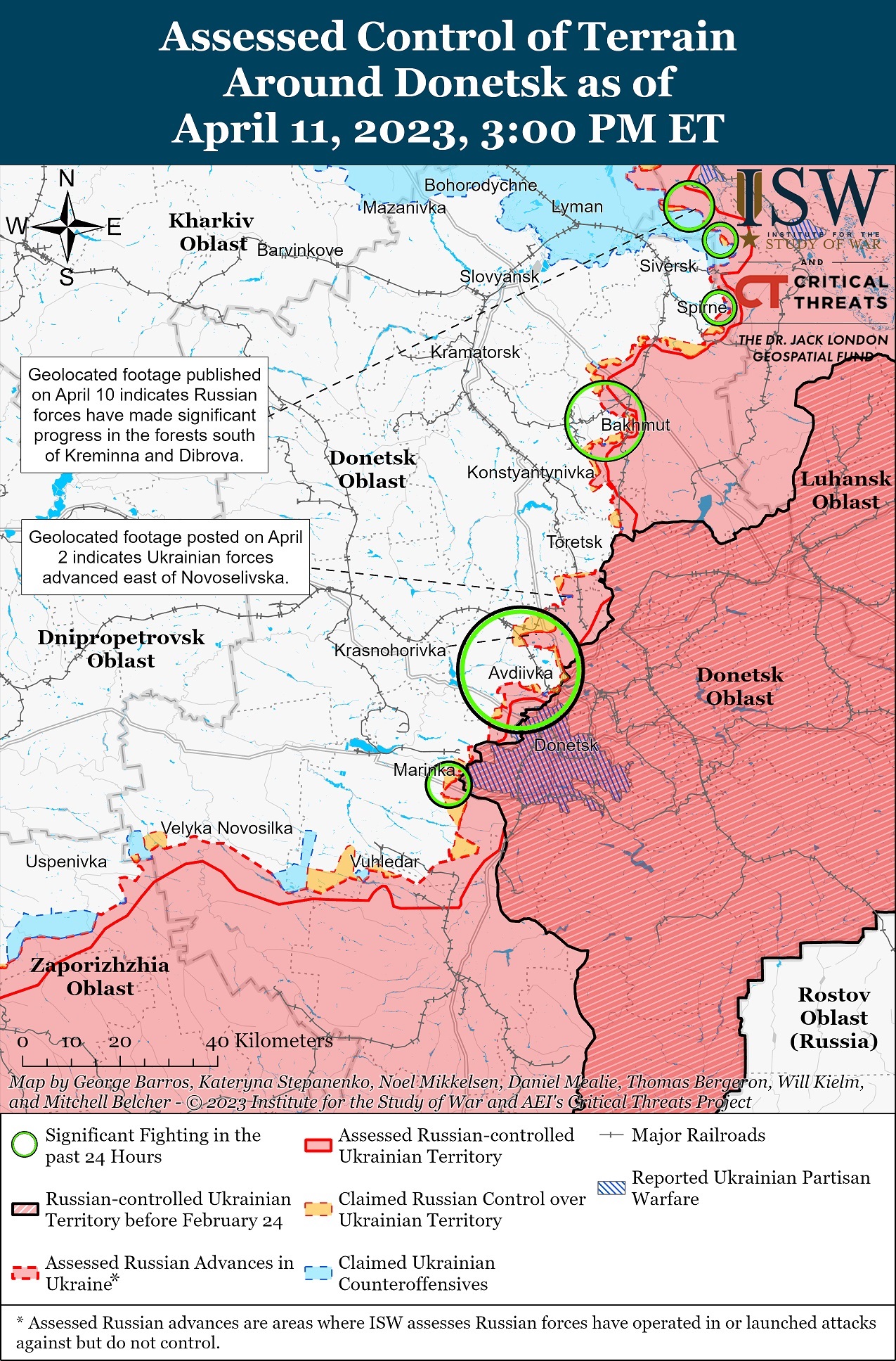 Карта боевых действий в Украине 12 апреля.